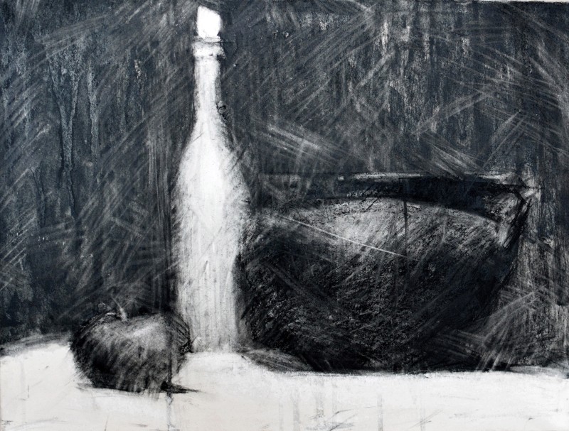 "Natură statică" by Victor Teslaru, 2014, 200x400mm, Russian sauce pe hârtie
