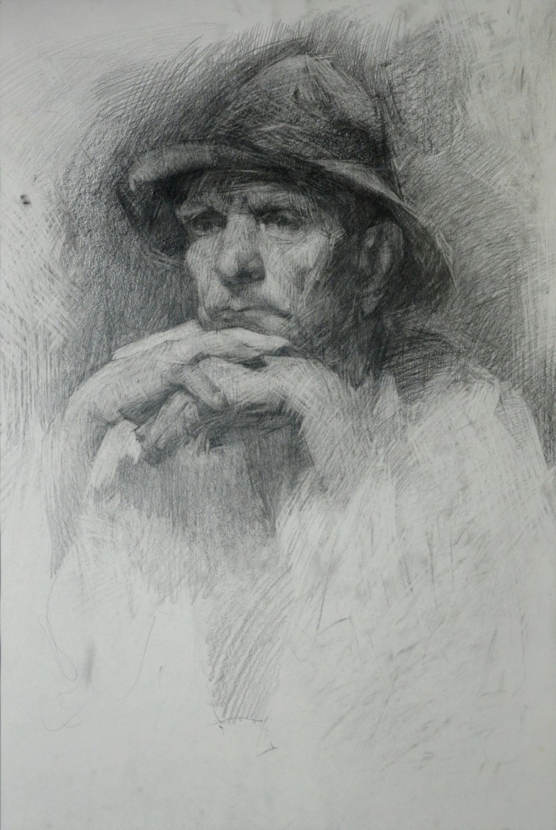"Рисунок. Портрет. Продолжительный" by Александру Унтилов, 600x400mm, карандаш / бумага