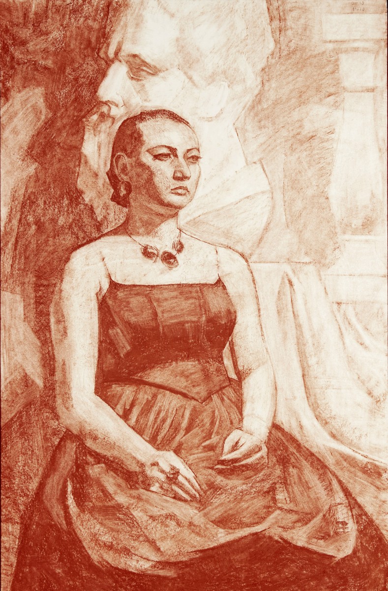 "Semifigură cu ghips" by Александра Cлапатиуc, 2010, 750x550mm, сангина / бумага