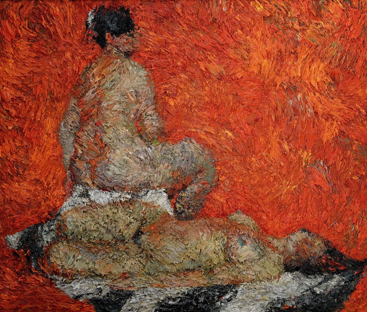 "Nud dublu" by Victor Teslaru, 2015, 680x800mm, oil on canvas