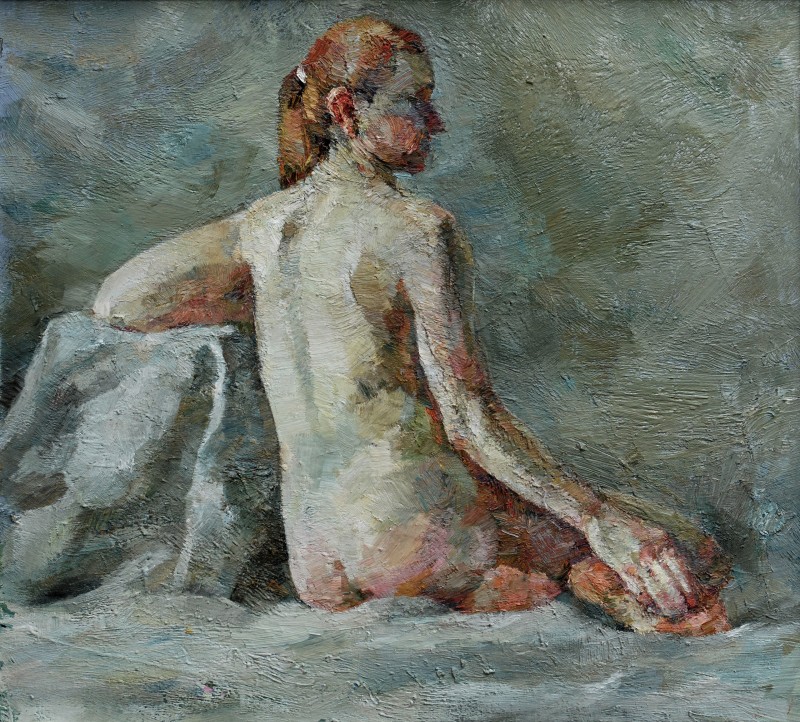 "Nud" by Victor Sochircă, 2004, 620x680mm, oil on canvas