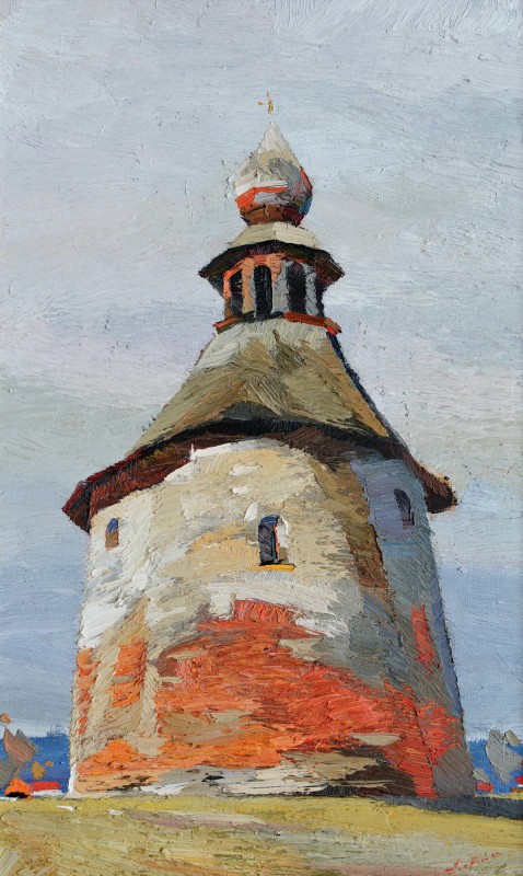 "Geoagiu Chapel" by Anatol Ghimpu, 2015, 400x300mm, oil on canvas