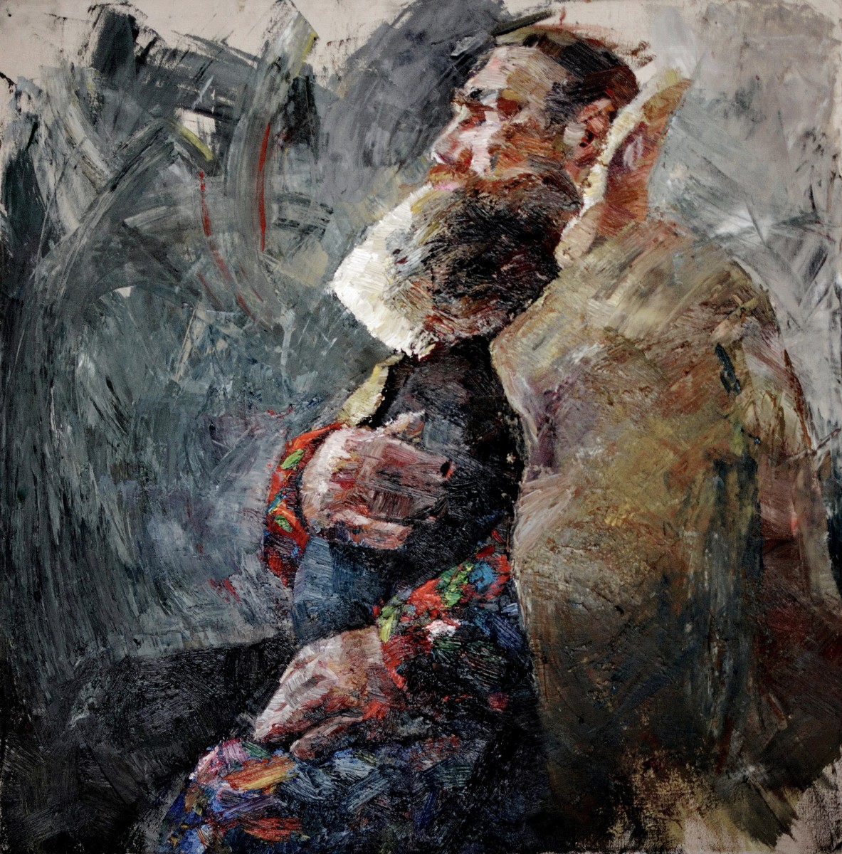 "Живопись. Фигура / полуфигура. Продолжительный" by Санда Cебан, 840x420mm, масло / холст