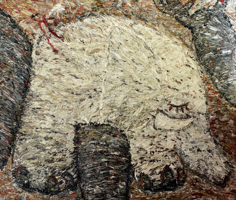 "Compoziție. „Micuțul”" by Olga Ilieș, 1998, 290x350mm, oil on canvas