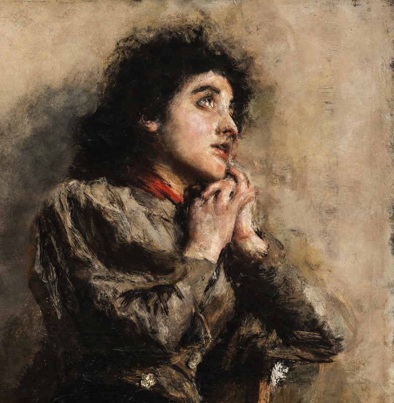 "Pictură. Portret" by Antonio Mancini, ulei pe pânză