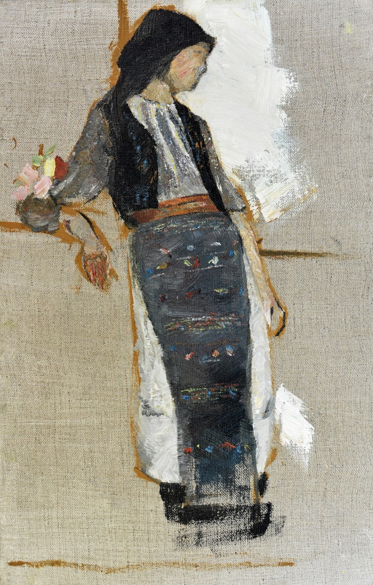 "Figură în național. Plein-air" by Mihai Tomuleț, 2013, 400x250mm, oil on canvas