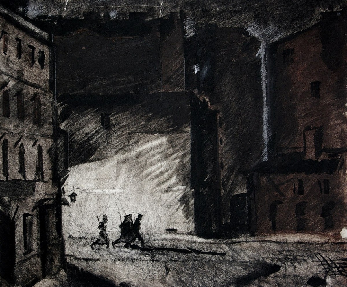 "Desen. Peisaj. Pleinair" by Gheorghe Vrabie, creion pe hârtie