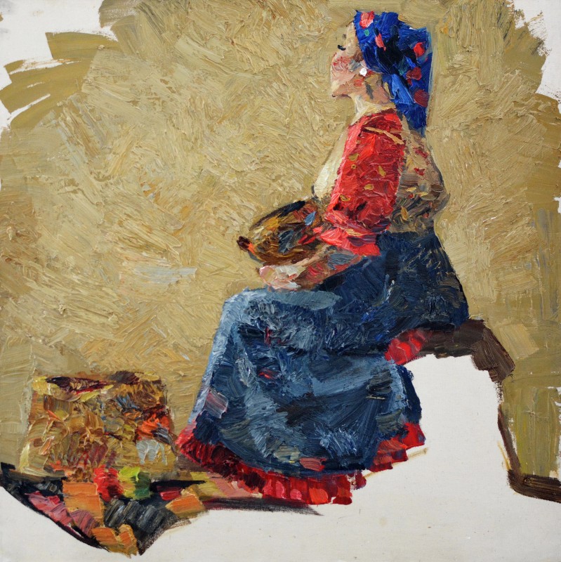 "Figură" by Diana Rumeghea, 2020, 680x680mm, ulei pe pânză