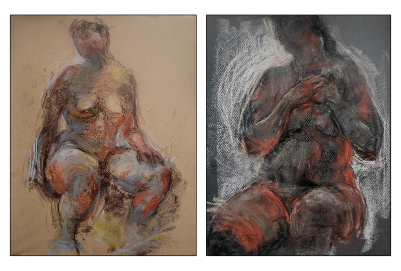 "Зарисовки. Обнаженка" by Ион Голубей, 2014, 400x300mm x 2, пастель / бумага