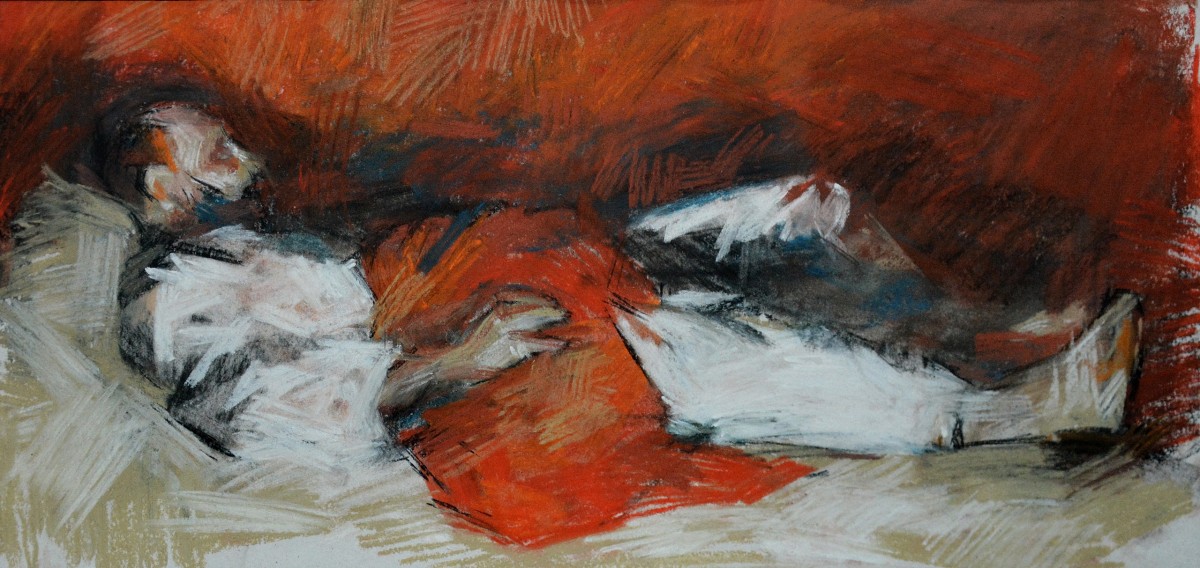 "Drawing. Figure" by Ion Țoncu, 200x400mm, pastel on paper