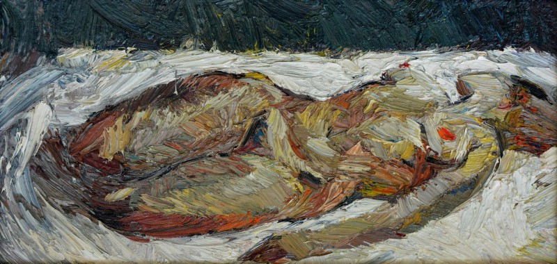 "Studiu. Nud" by Vlada Cibuc, 2015, 200x400mm, oil on canvas