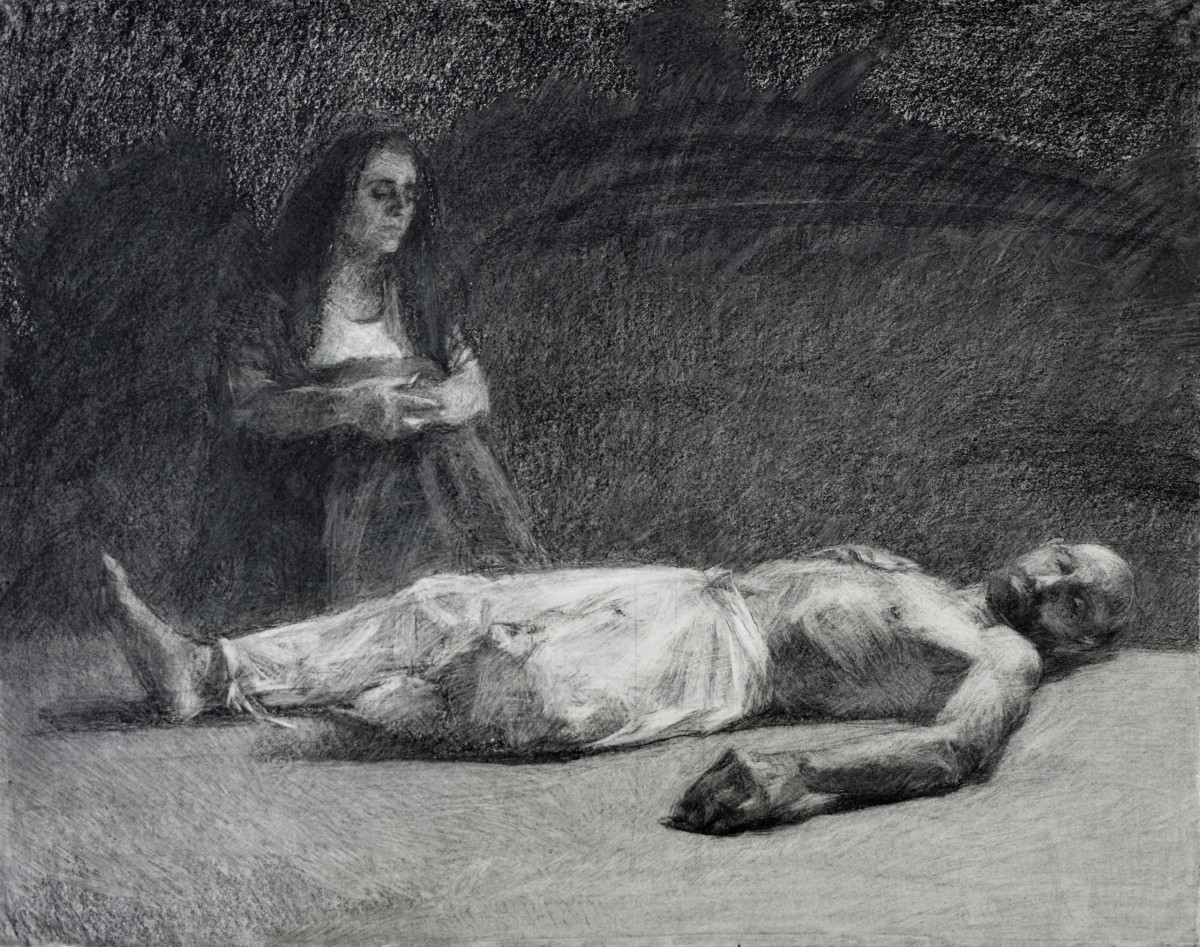 "Drawing. Figure. Long term" by Eduard Leahu, 580x720mm, Russian sauce on paper