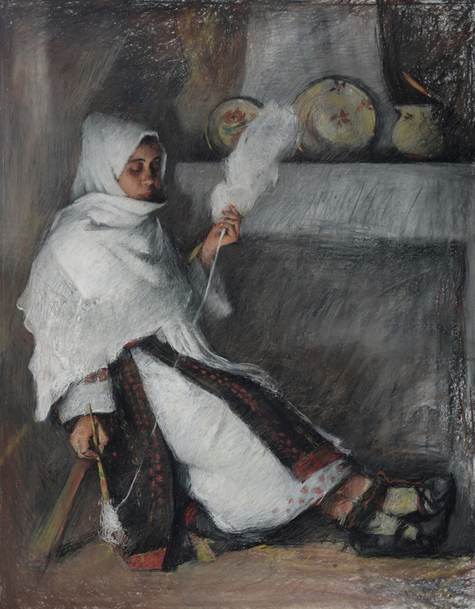 "Figură în național" by Cэтэлин Граур, 2017, 900x700mm, пастель / бумага
