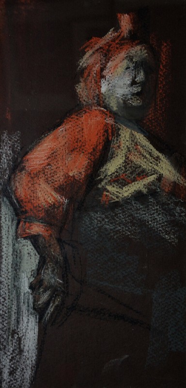 "Рисунок. Фигура / полуфигура" by Иоан Постиcэ, 400x200mm, пастель / бумага