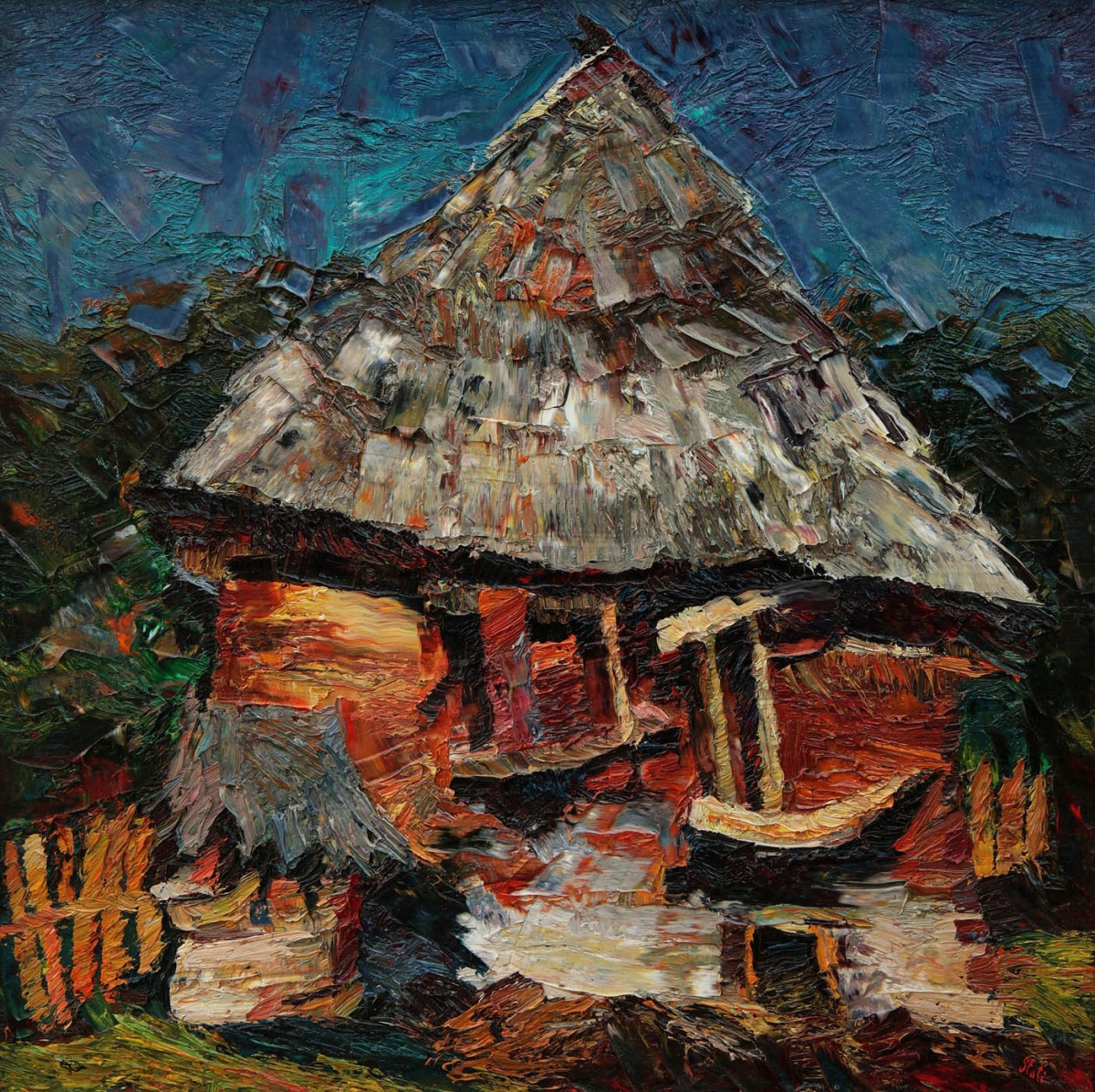 "Small cottage" by Ниcолета Стати, 2005, 520x520mm, масло / холст