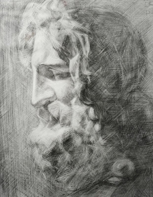 "Гипсовая голова" by Cэтэлин Граур, 2014, 500x400mm, карандаш / бумага