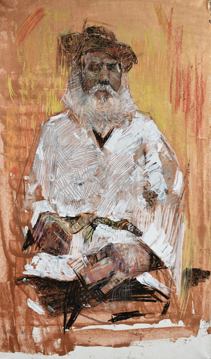 "Drawing. Figure. Long term" by Vitalie Golban, 520x300mm, Russian sauce and pastel on paper