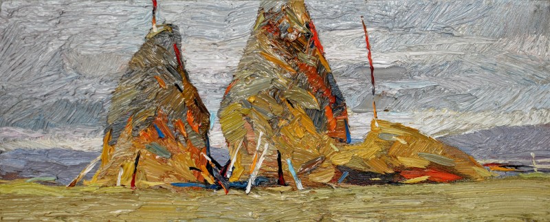 "Haystacks. Etude" by Anatol Ghimpu, 2018, oil on canvas