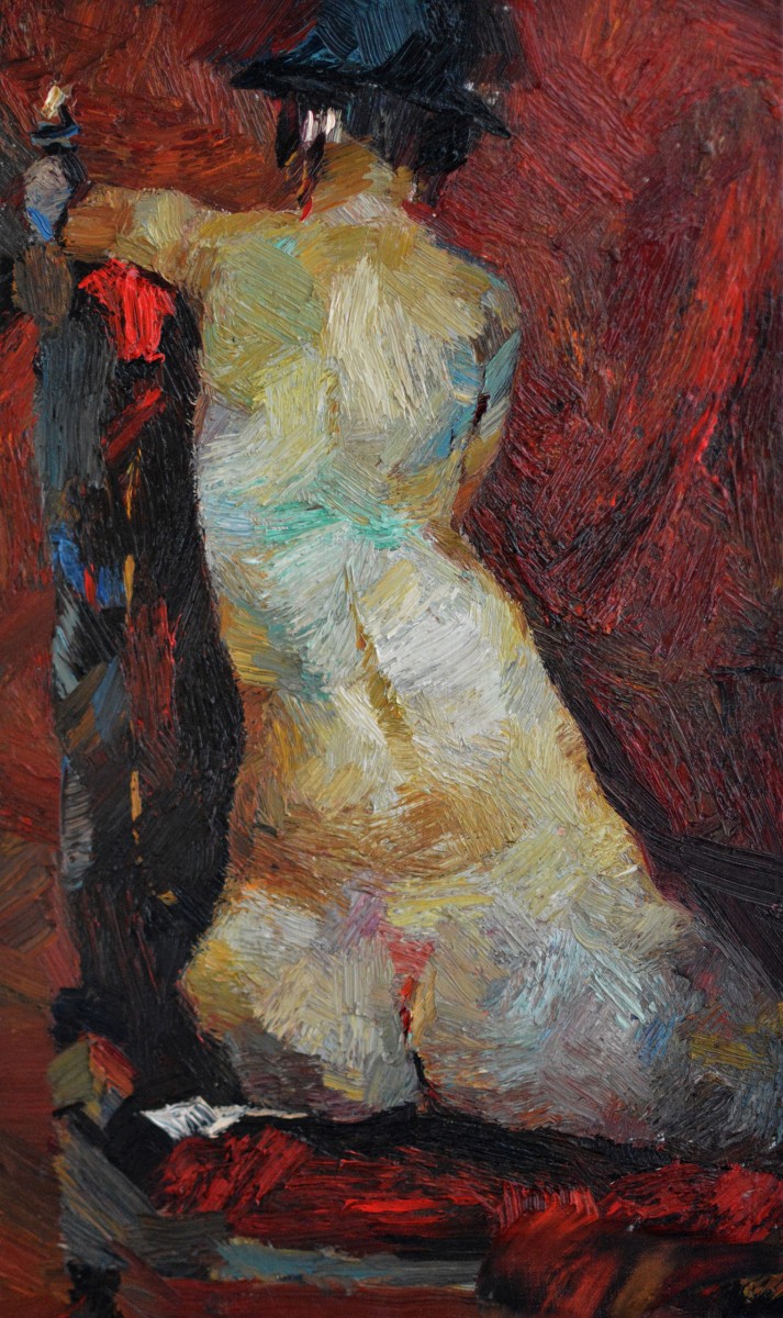 "Studiu. Nud" by Cristina Demian, 2017, 520x300mm, ulei pe pânză