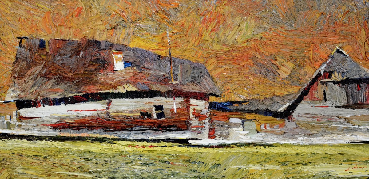 "Case. Ciumârla" by Anatol Ghimpu, 2004, 300x600mm, ulei pe pânză