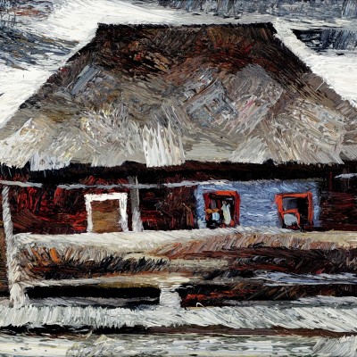 "Motiv. Maramureș" by Anatol Ghimpu, 2003, 420x520mm, ulei pe pânză