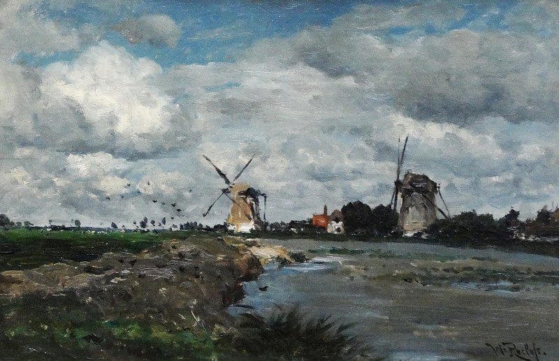 "Pictură. Peisaj. Mori de vânt" by Willem Roelofs
