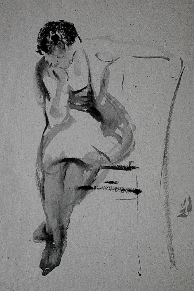 "Desen. Figură / semifigură" by Gheorghe Vrabie, creion pe hârtie