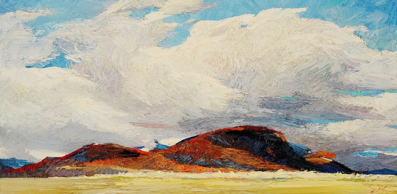 "Landscape. Maramureș" by Anatol Ghimpu, 2000, 420x840mm, oil on canvas