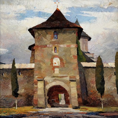 "Motiv. Moldovița" by Anatol Ghimpu, 680x680mm, ulei pe pânză