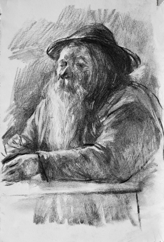 "Drawing. Figure" by Gheorghe Lisița, mixed technique on paper