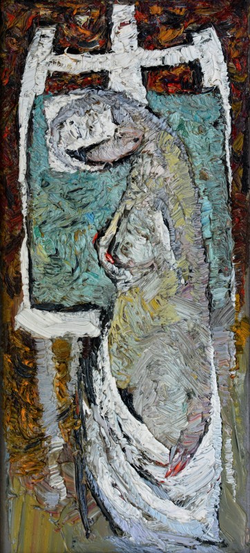 "Studiu către diplomă" by Carolina Leagul, 2014, 400x200mm, oil on canvas