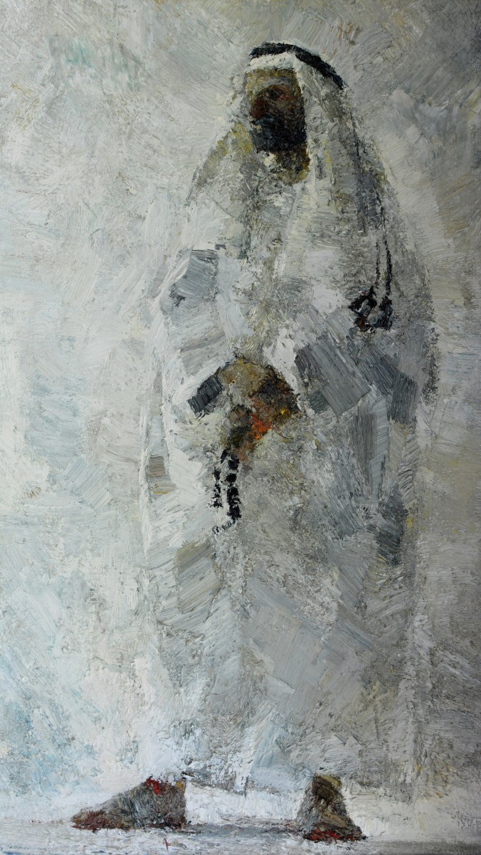 "Figură tematică" by Ion Golubei, 2016, 840x420mm, ulei pe pânză