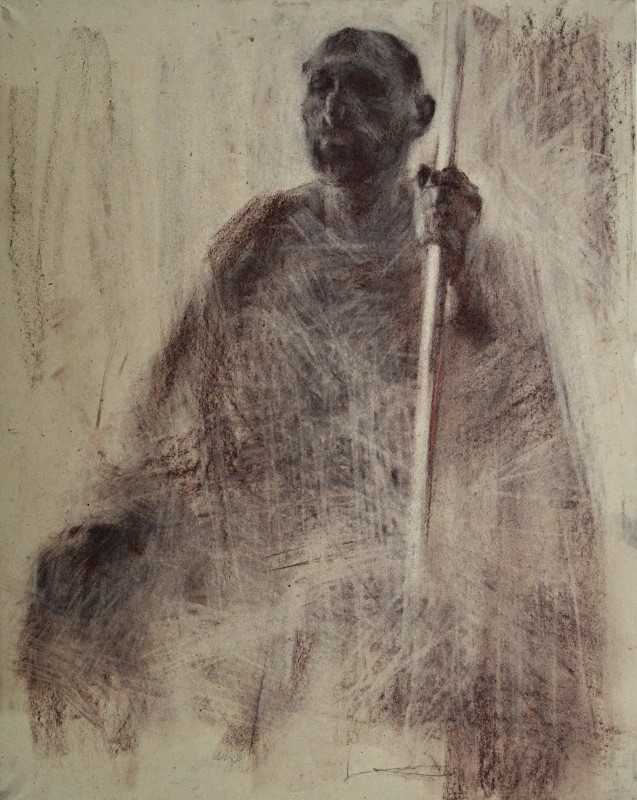 "Sketch. Semi-figure" by Ion Golubei, 2015, 500x400mm, sepia on paper