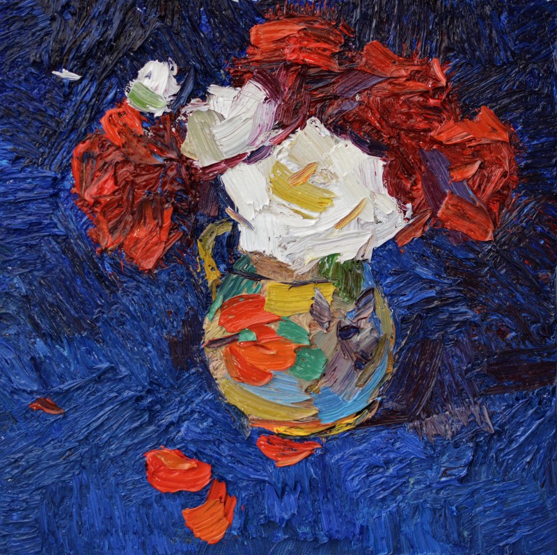 "Studiu. Flori" by Ștefan Mocanu, 2020, 300x300mm, ulei pe pânză