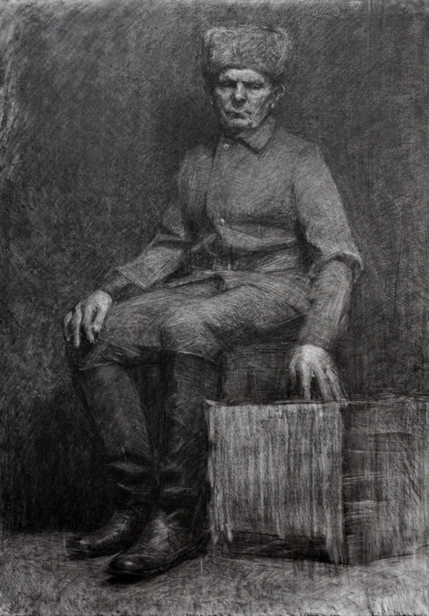 "Figură tematică" by Victor Teslaru, 2014, 700x500mm, pencil on paper