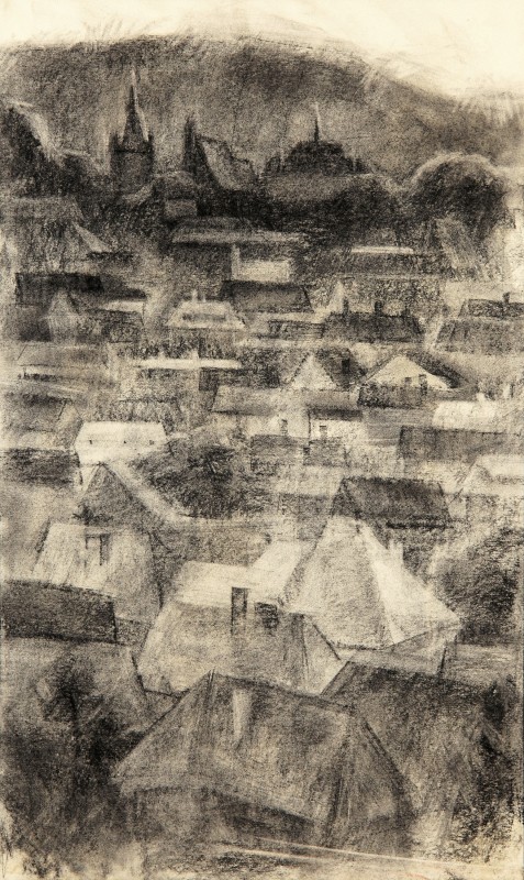 "Practica de vară. Sighișoara" by Александра Cлапатиуc, 2008, 500x300mm, уголь / бумага