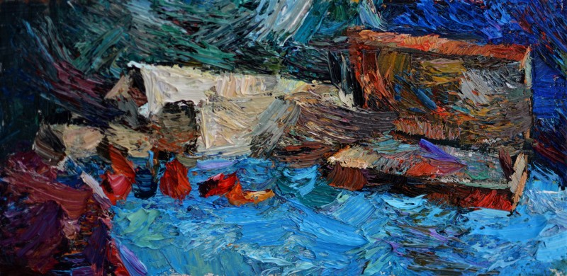 "Живопись. Этюд. Продолжительный" by Мэдэлина Cасиан, 200x400mm, масло / холст