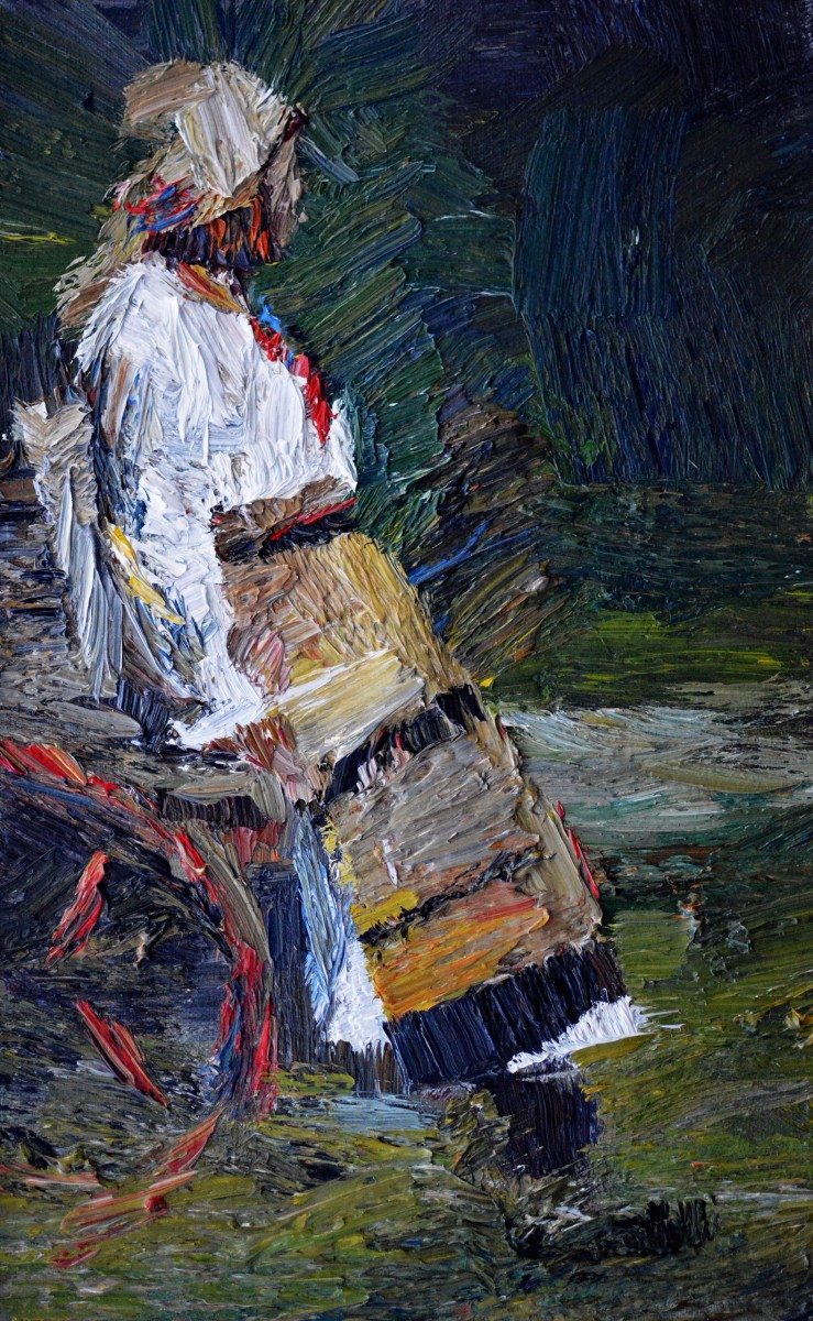 "Studiu. Figură. Oxentea" by Ion Golubei, 2016, 250x400mm, ulei pe pânză