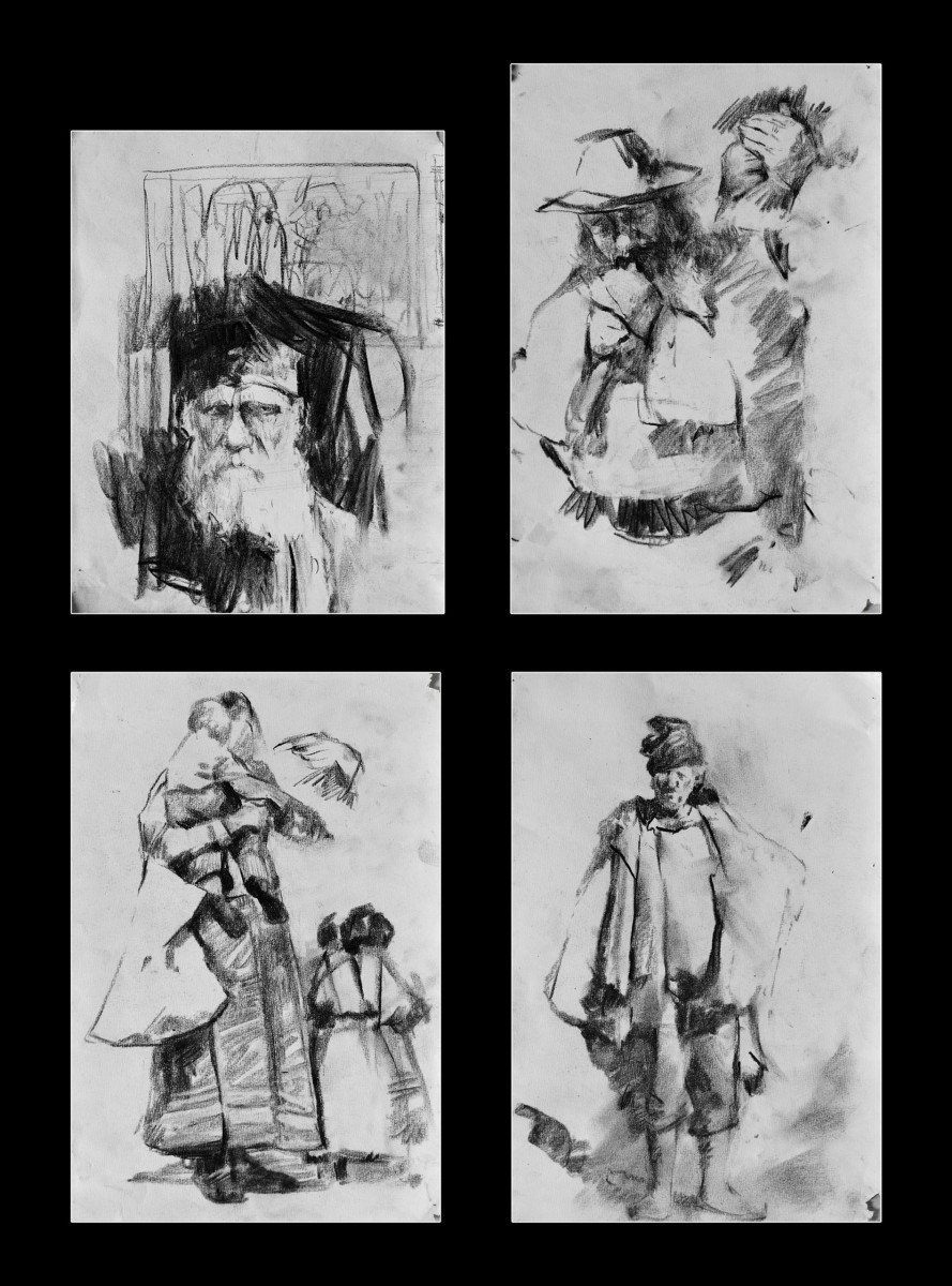 "Drawing. Figure" by Gheorghe Lisița, 290x190 x 4, Russian sauce on paper