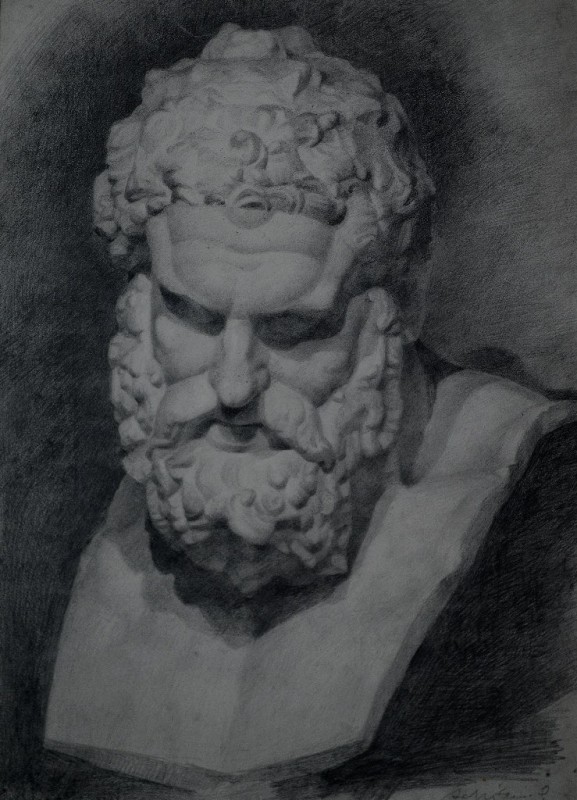 "Drawing. Gypsum, head, hands, feet" by Petre Achițenie