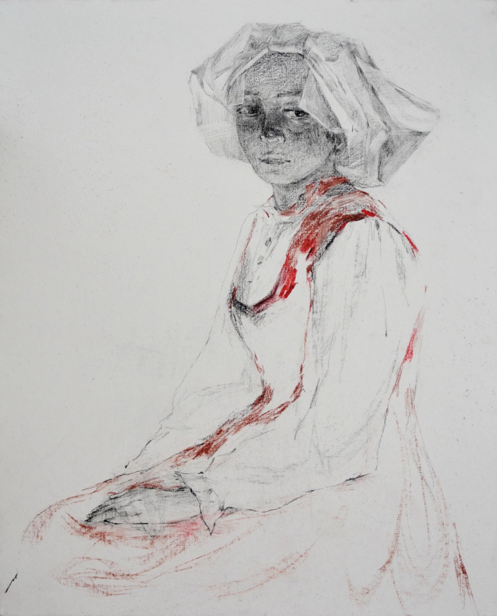 "Desen. Figură / semifigură" by Ștefan Mocanu, 500x400mm, pastel pe hârtie