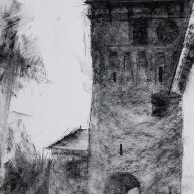 "Practica de vară. Sighișoara" by Alexandra Clapatiuc, 2008, 350x250mm, Russian sauce pe hârtie