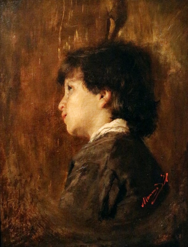 "Pictură. Portret" by Antonio Mancini, ulei pe pânză