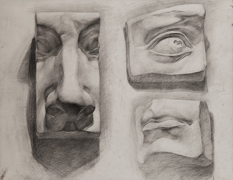 "Detaliile feței. Gips" by Lia Aminov, 2006, 400x500mm, creion pe hârtie