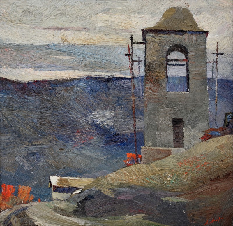 "Бутучены. Колокольня" by Анатол Гимпу, 2004, 500x520mm, масло / холст
