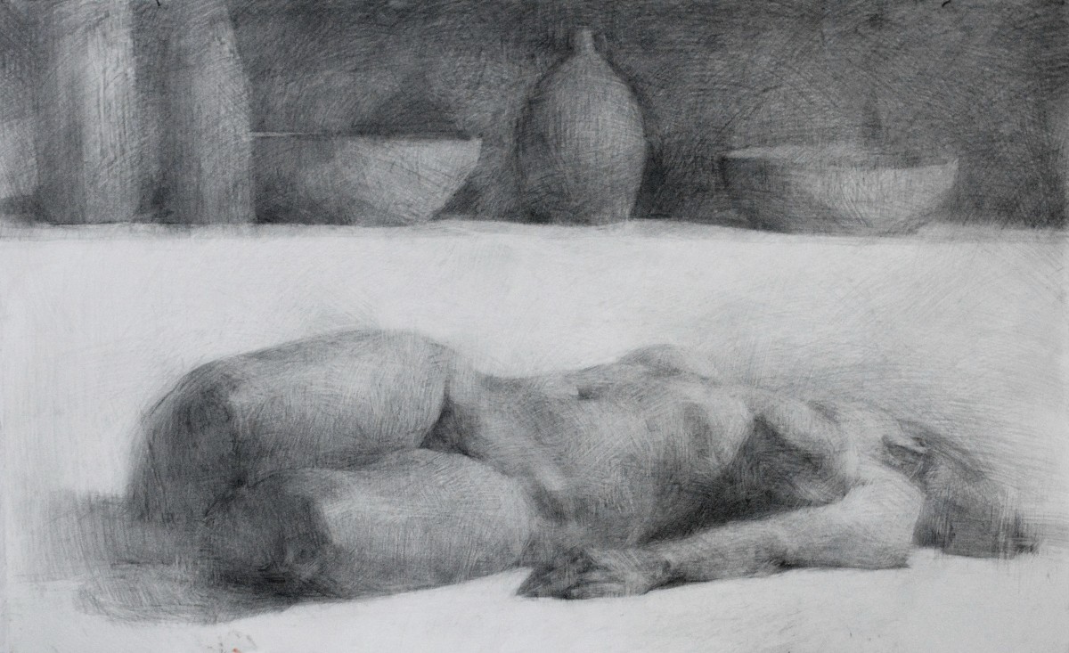 "Drawing. Nude. Long term" by Alexandru Untilov, 1000x600mm, pencil on paper