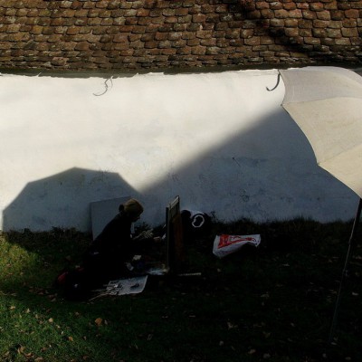 Profesorii de la Liceul Academic de Arte Plastice la pleinair, România. Octombrie 2014