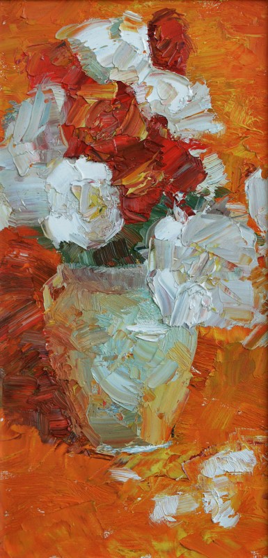 "Studiu. Flori" by Renata Afanasii, 2015, 400x200mm, ulei pe pânză