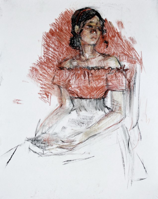 "Sketch. Figure. Study process" by Diana Rumeghea, oil on canvas