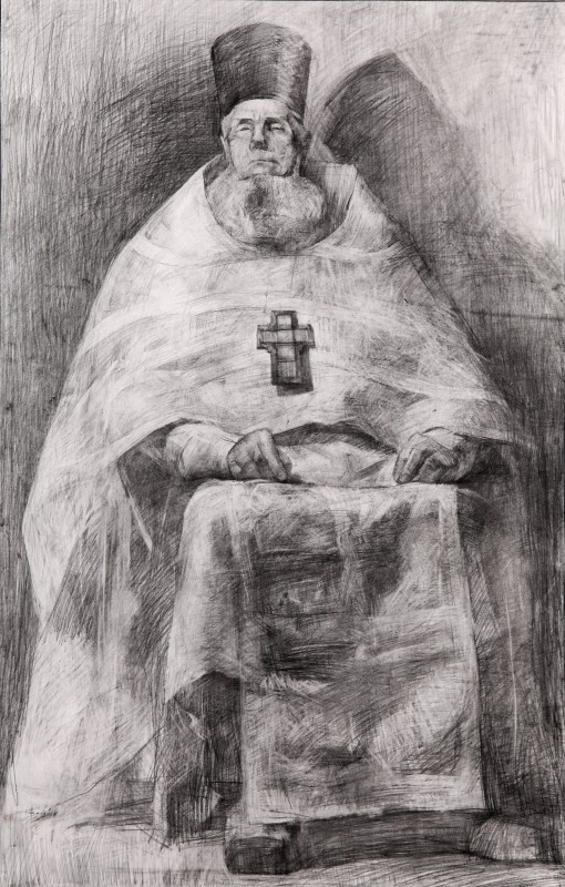 "Figură" by Petru Botnarenco, 2008, 700x450mm, pencil on paper
